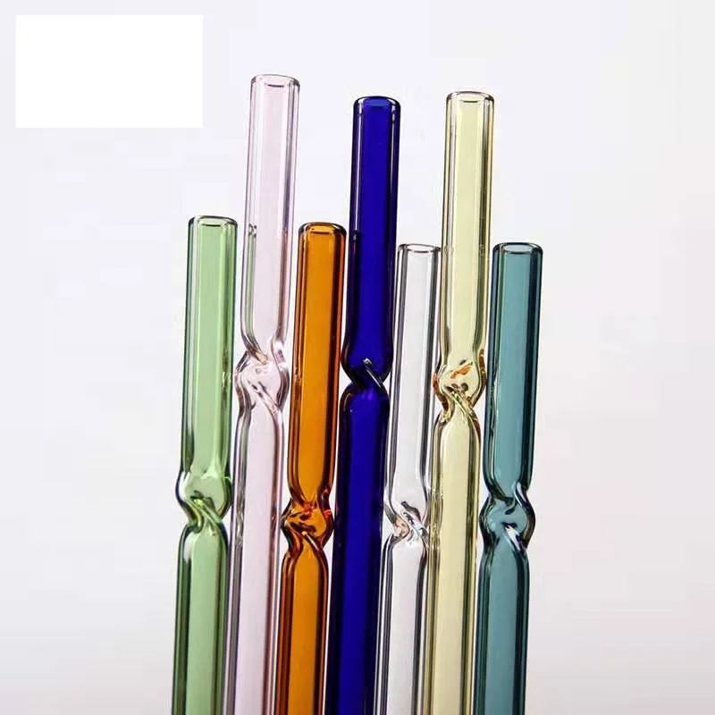 

Cheap Bent Glass Straw Color Drinking Glass Straw Customized Glass Straw