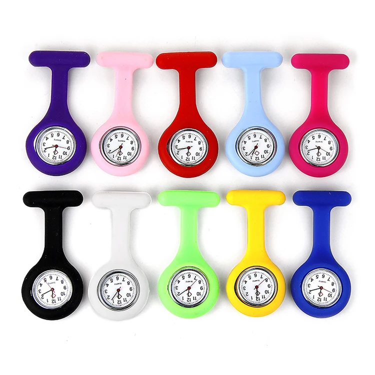 
Multi colors stock soft silicone nurse watch for hospital,Nurse pin watch with durable movement,Breast watch for nurse 