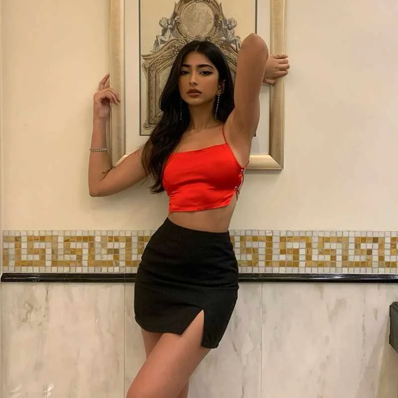 

Sexy Spaghtetti Strap Crop Tops Women 2021 Summer Fashion Solid Backless Tees Sleeveless Vest Tops Clubwear Str