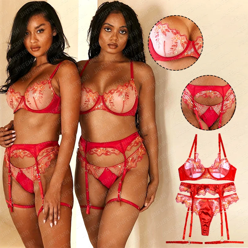 

Buy Wholesale 3Pc Sexy Beautiful Temptation Waist Garter Lingerie-Sexy Hot Transparent Sets Womens Flora Lingerie Set For Women, Red