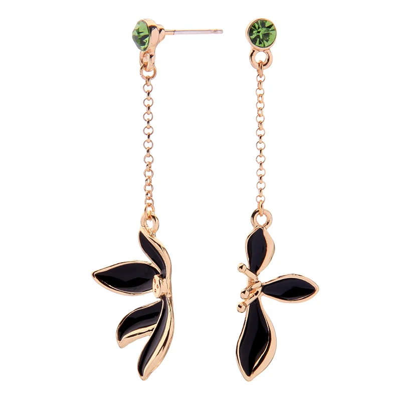 

e972187d New Design Long Post Halo Pendant Charm Enameled Black Aesthetic Trending Earrings Jewelry 2020