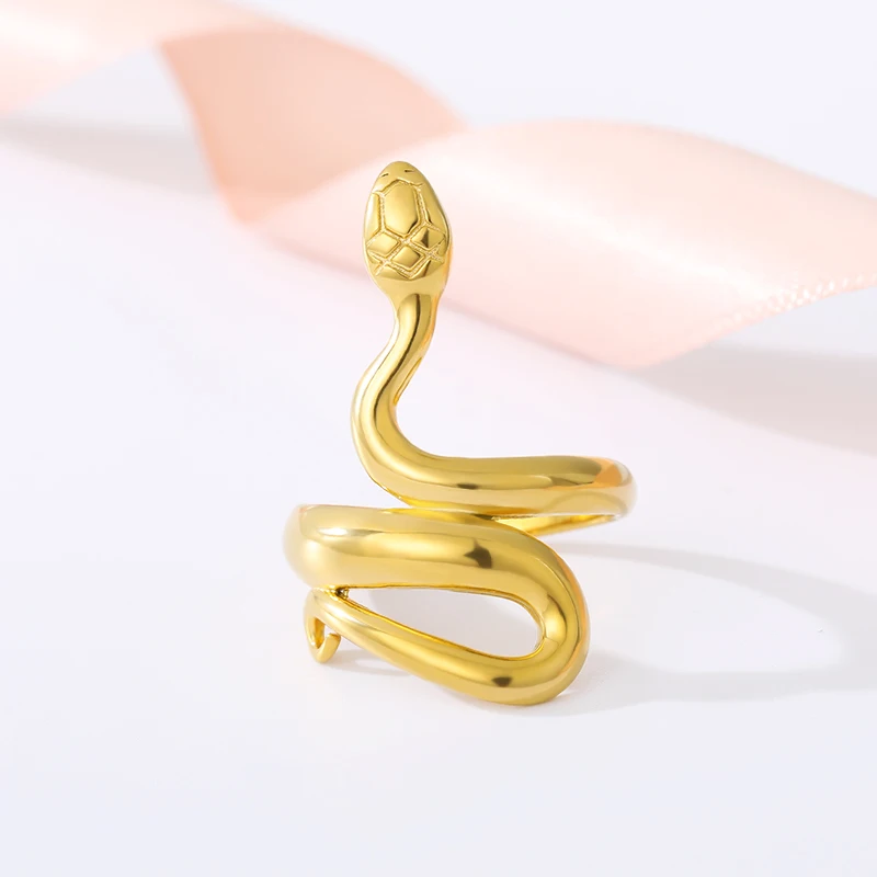 

Snake Rings For Women Fashion Punk Snake-shaped Rock Stainless Steel Gold Ring Men Vintage Animal Nightclub Jewelry Wholesale