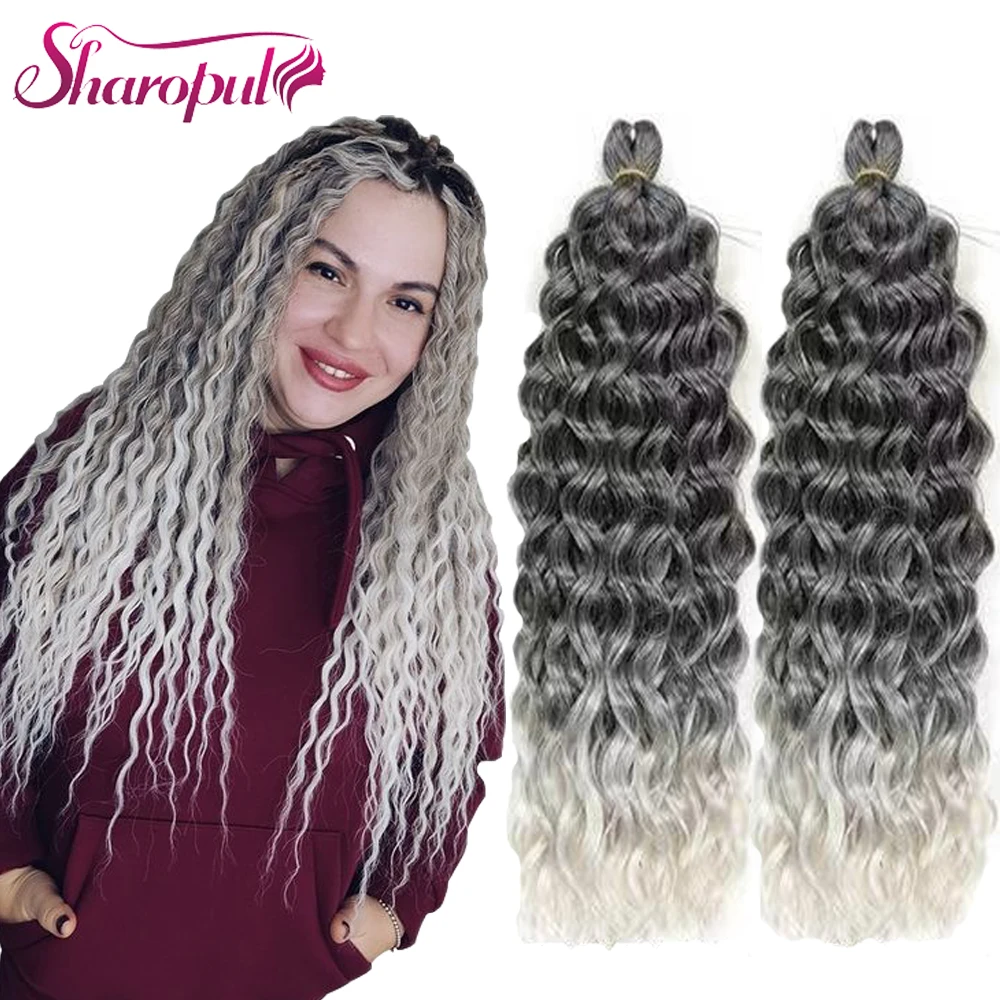 Hawaii Curl 18-24 Inch for Ombre Braiding Synthetic Hair Extensions Soft Afro Curls Crochet Hair Deep Wave Ocean Wave Protein
