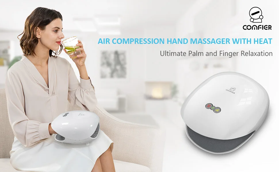 Comfier Wireless Hand Massager With Heat 3 Levels Air Compression