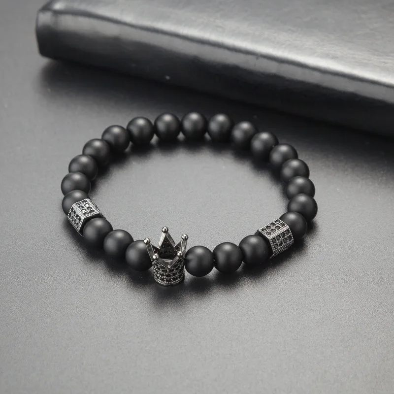 

micro paved cubic zircon stones bracelet accessories jewelry skull crown beads bangle bracelet gift, Picture shows