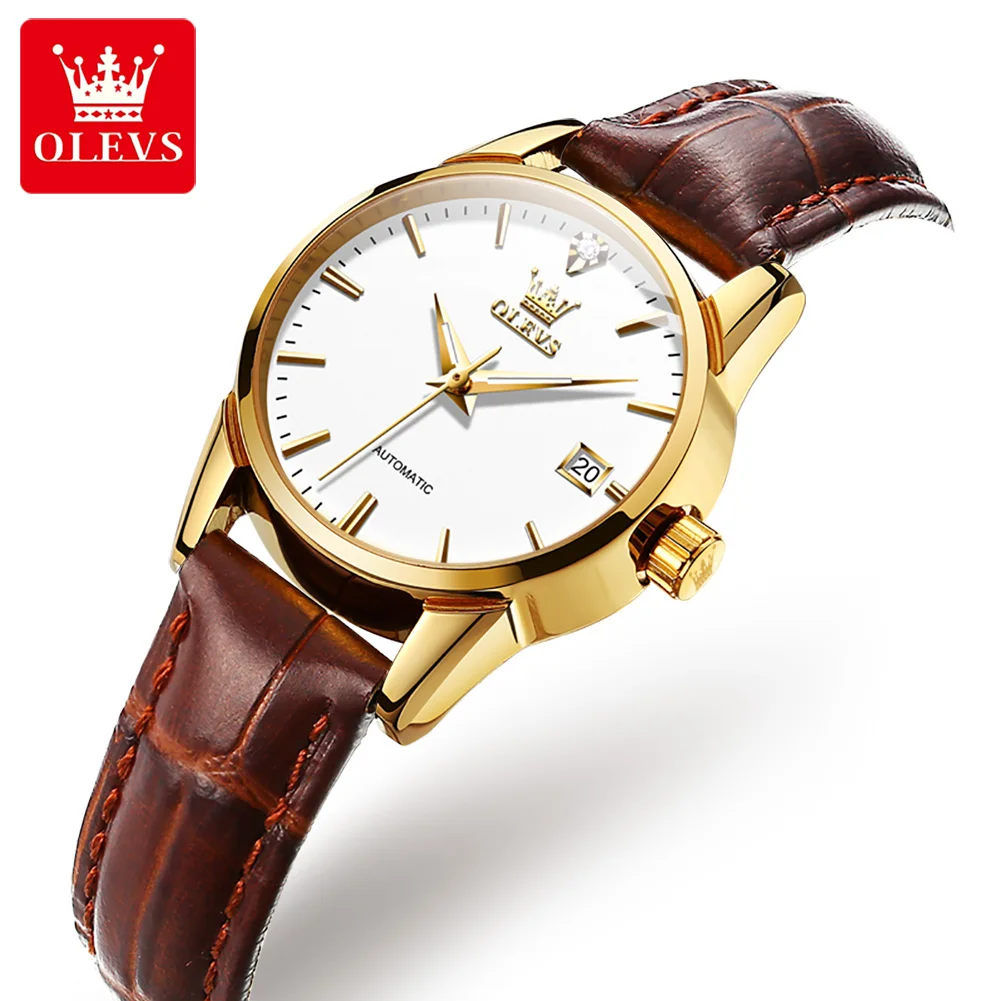 

OLEVS 6629 Wholesale factory custom relojes Fashion design business woman leather Classic Mechanical watch women ladies watch