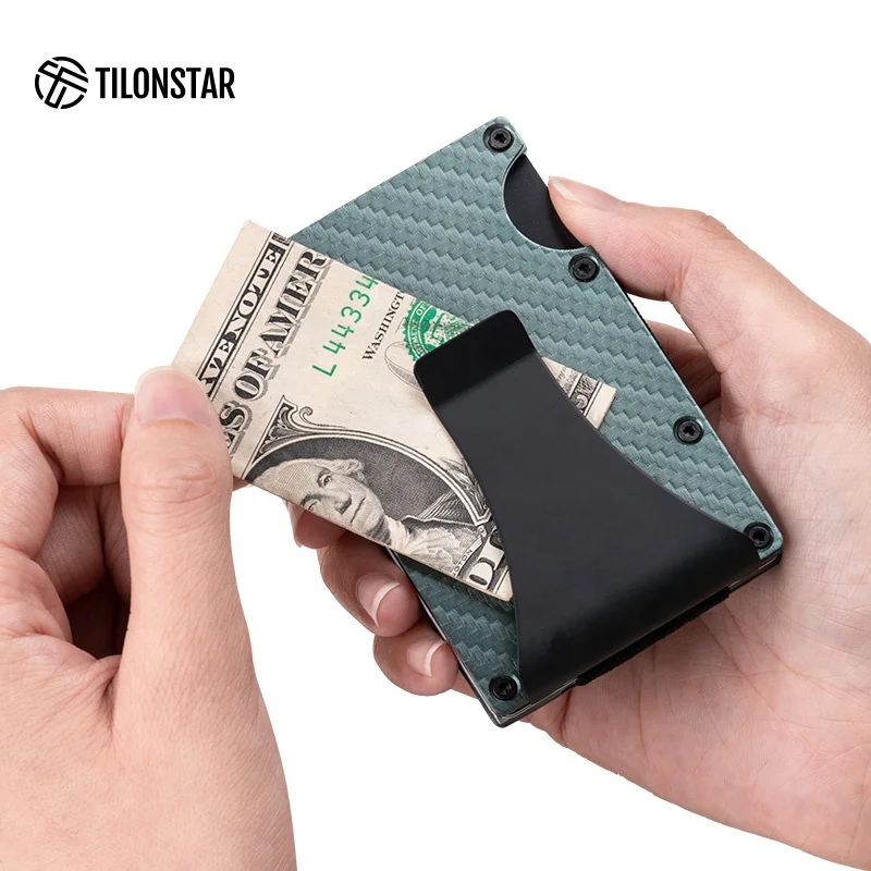 

Minimalist Design Wallets With Money Clip Rfid Carbon Men Metal Wallet Credit Card Holder