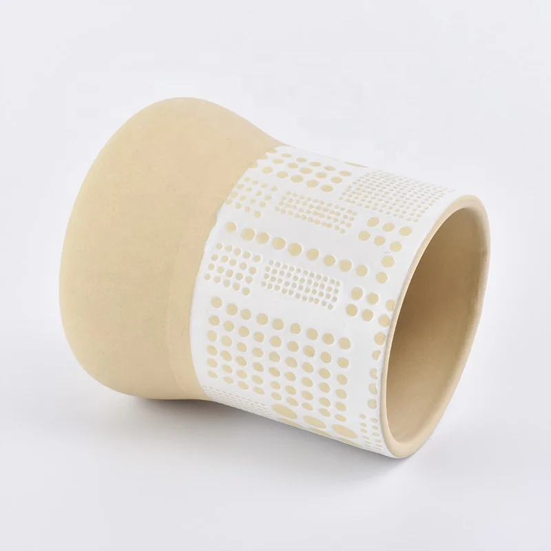 Yellow frosted customized candle jars ceramic candle holder wedding centerpieces