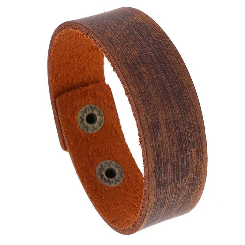 

Fashionable Classic Leather Cuff Bracelet For Men Stocks Sell In Five Colors Vintage Leather Jewelry Wholesale Men's Wristband