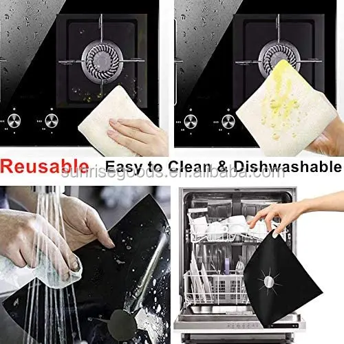 Non-stick Heat Resistant Stove Burner Covers Reuse Gas Range Protector ...