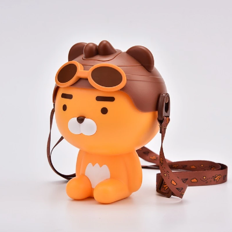 

kakaofriends pilot Ryan styling cup clamshell straw strap satchel straw cup, Brown