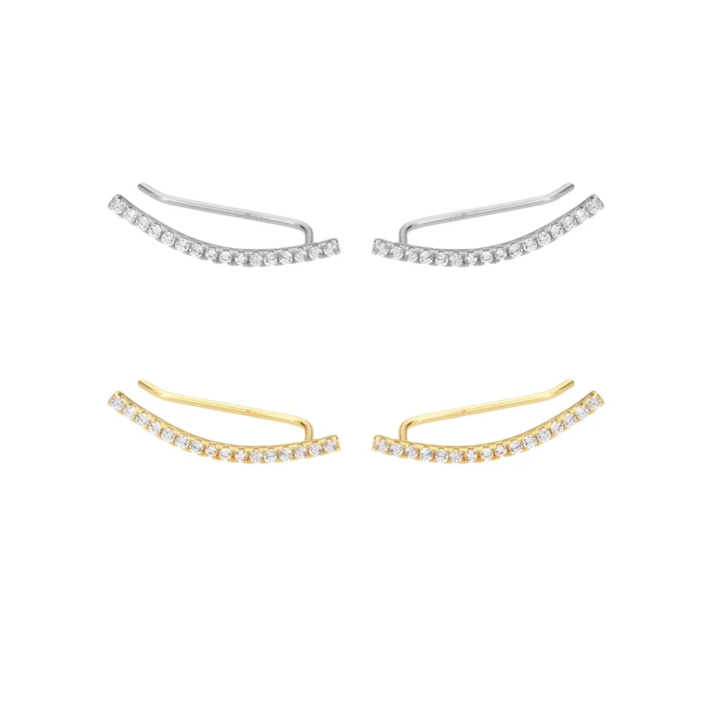 FUAMAY Gold Plated 925 Sterling Silver Hook Ear Cuff Bohemian Ear Climber Stud Earrings for Women-Wedding & Party Gift