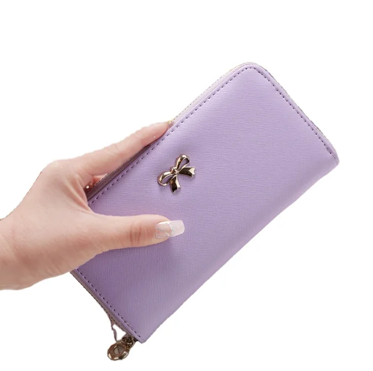 

New Korean bowknot wallet ladies coin purse, Black, red, blue, green, purple