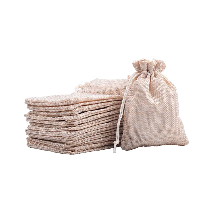 

Stock Burlap Drawstring Bags Gift Bag Jute Packing Storage Linen Jewelry Pouches Sacks for Wedding Party Birthday Christmas, Customized color