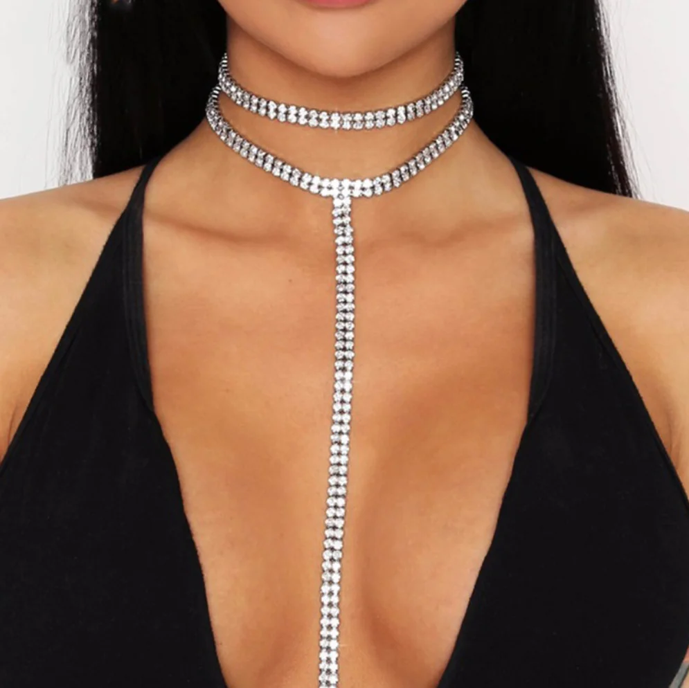 

2019 NEW Selling Rhinestone Choker Crystal Gem Luxury Chokers Collar Chocker Chunky Y necklace Women Jewelry Accessories #0615
