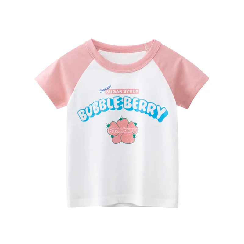 

hot sell china kids t-shirt custom logo summer girl cotton tshirt for kids in stock