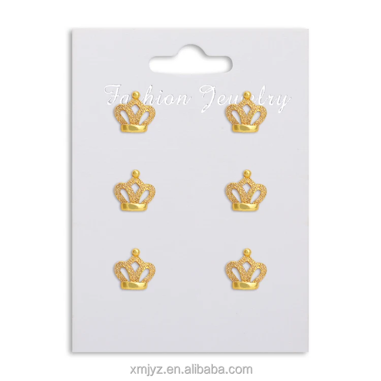 

Cross-Border New Fashion Simple Personality Crown Earrings Brass 14K Ear Studs Exquisite Temperament Ear Jewelry