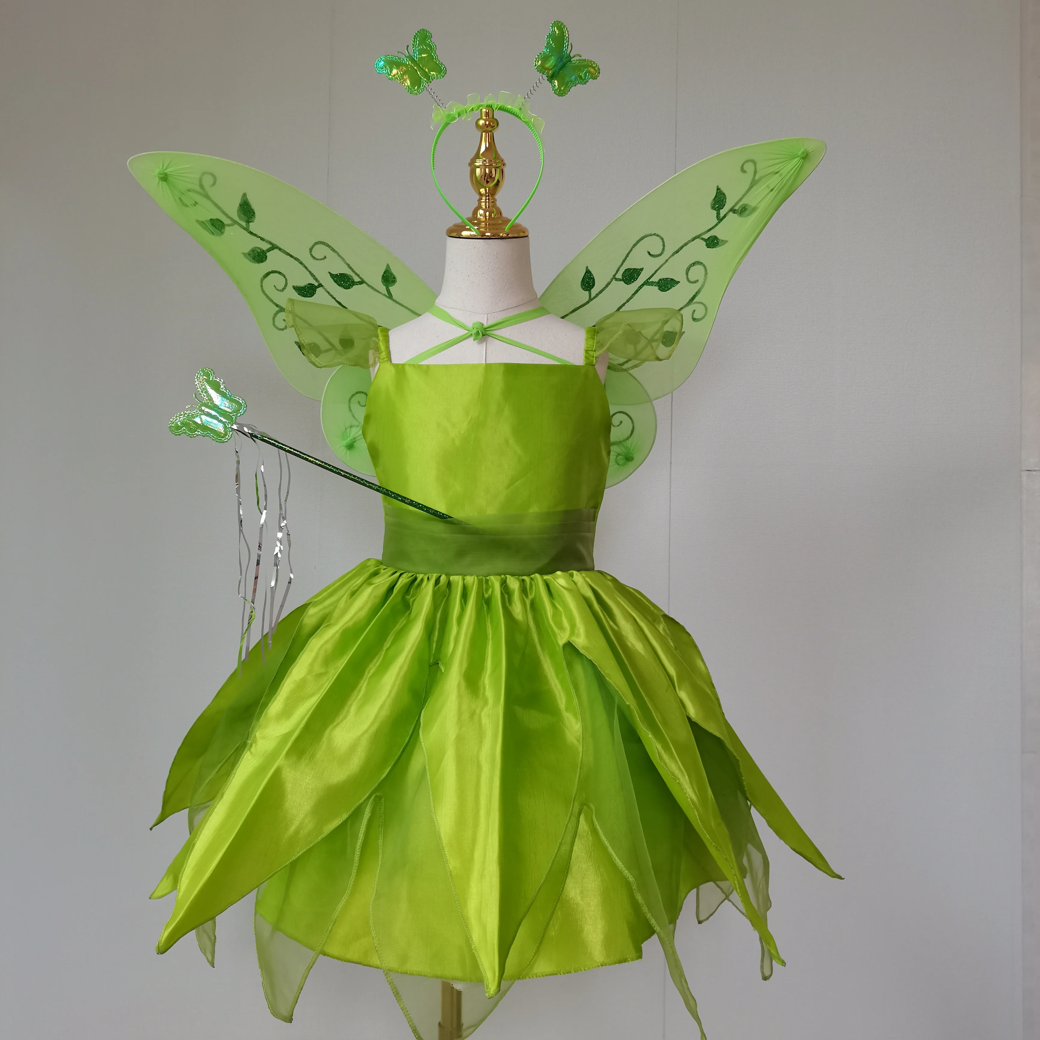 

Christmas Cosplay Fancy Party Girls Princess Inspired Tinkerbell Dress Halloween Fairy Butterfly Costumes, As picture