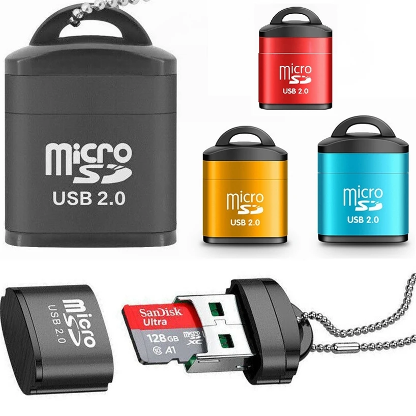 

Mini USB 2.0 Card Reader With Plastic Lid Key Chain High Speed Micro SD TF Memory Card OTG Adapter For PC Laptop Phone Camera