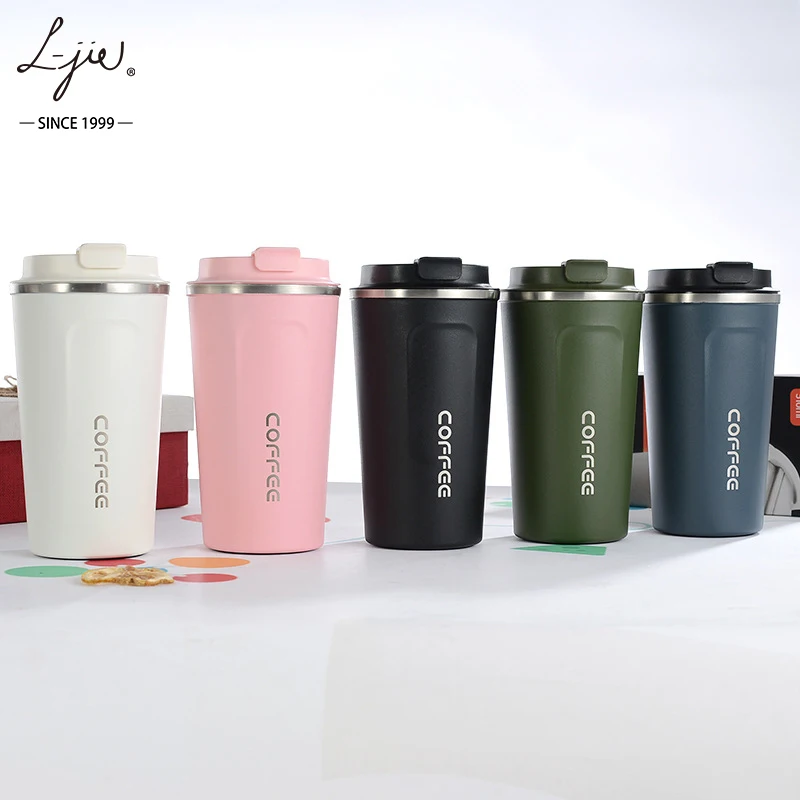 

Custom Logo Car Vacuum Thermos Travel Insulated Double Wall Tumbler To Go Reusable 304 Stainless Steel Coffee Mug Cup with Lid, Black / white / pink / blue / green