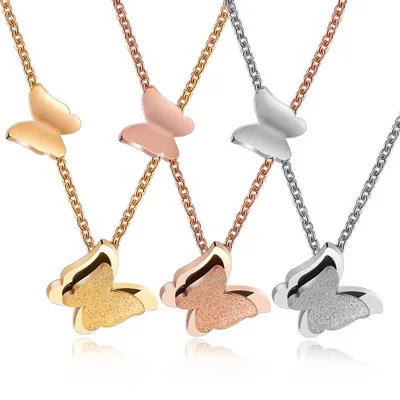 

Korean simple female titanium butterfly chain necklace jewelry accessories, As pic