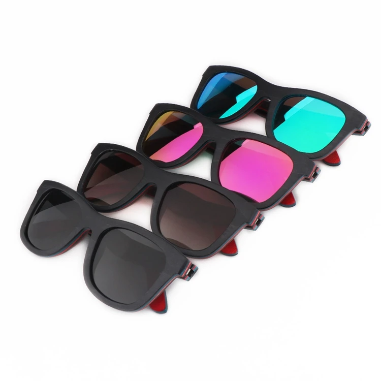 

2019 Wholesale Colorful Lenses UV400 Skateboard Sun Glasses Wood Polarized Sunglasses, Any colors is available