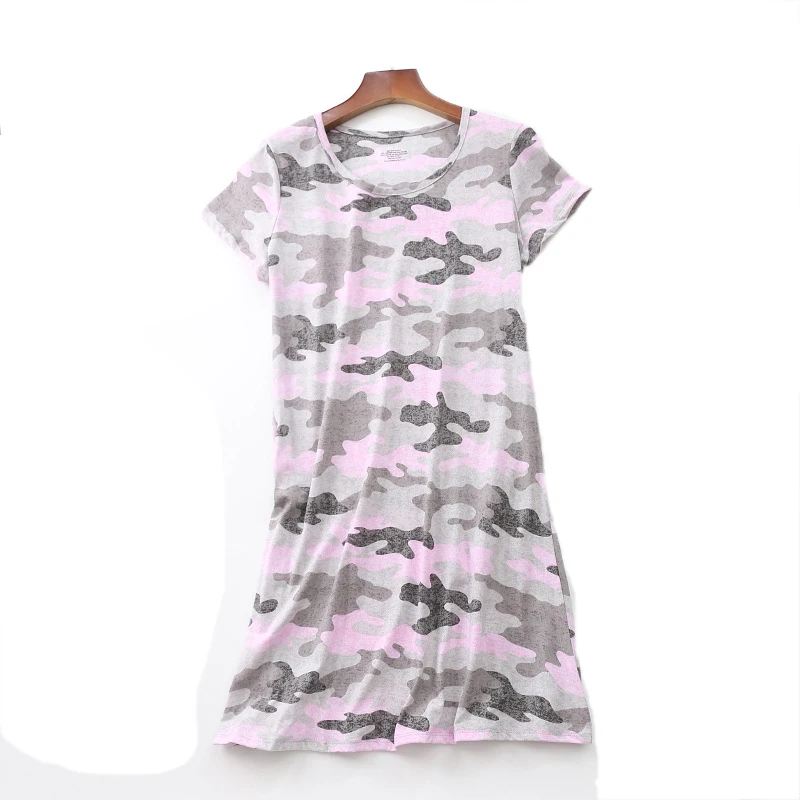 

Women's Sleepwear Pajama Dresses Women Camoflage Print Knitted Cotton t Shirts Pajamas Maternity Dress Clothes Wholesale