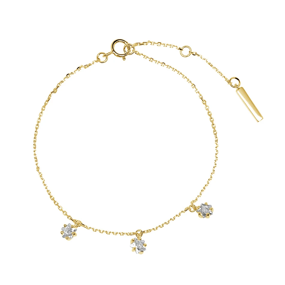 

Classic High Quality 925 Sterling Silver 18 k Gold Plated with cubic zirconia Charm star Bracelet For Woman Fashion Jewelry