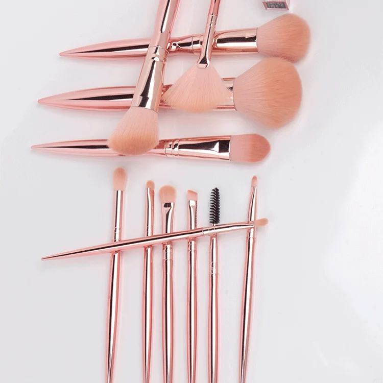 2020 Private Label Custom OEM Taklon 12pcs Rose Gold Makeup Brush Set