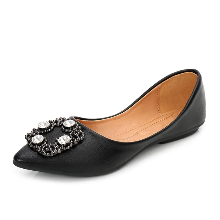 

fashion Comfortable and soft Rhinestone womens Cusp flat shoes, Black white apricot