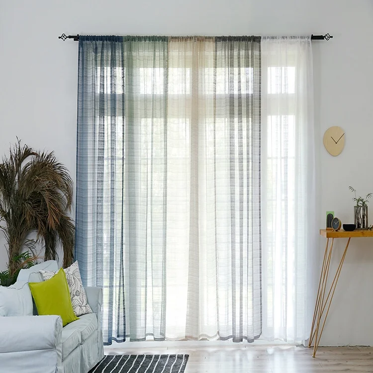 Home Grommet Top Left And Right Bi Parting Open Sheer Fabric Curtain