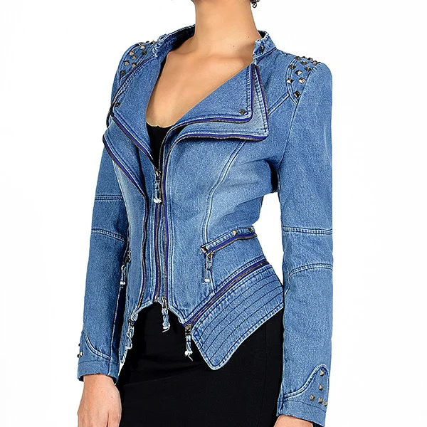 

Plus Size 6XL Denim Rivet Women's Jacket Jeans Long Sleeve Vintage Pearl Coats Women 2019 Autumn Spring Fashion Casual Coat