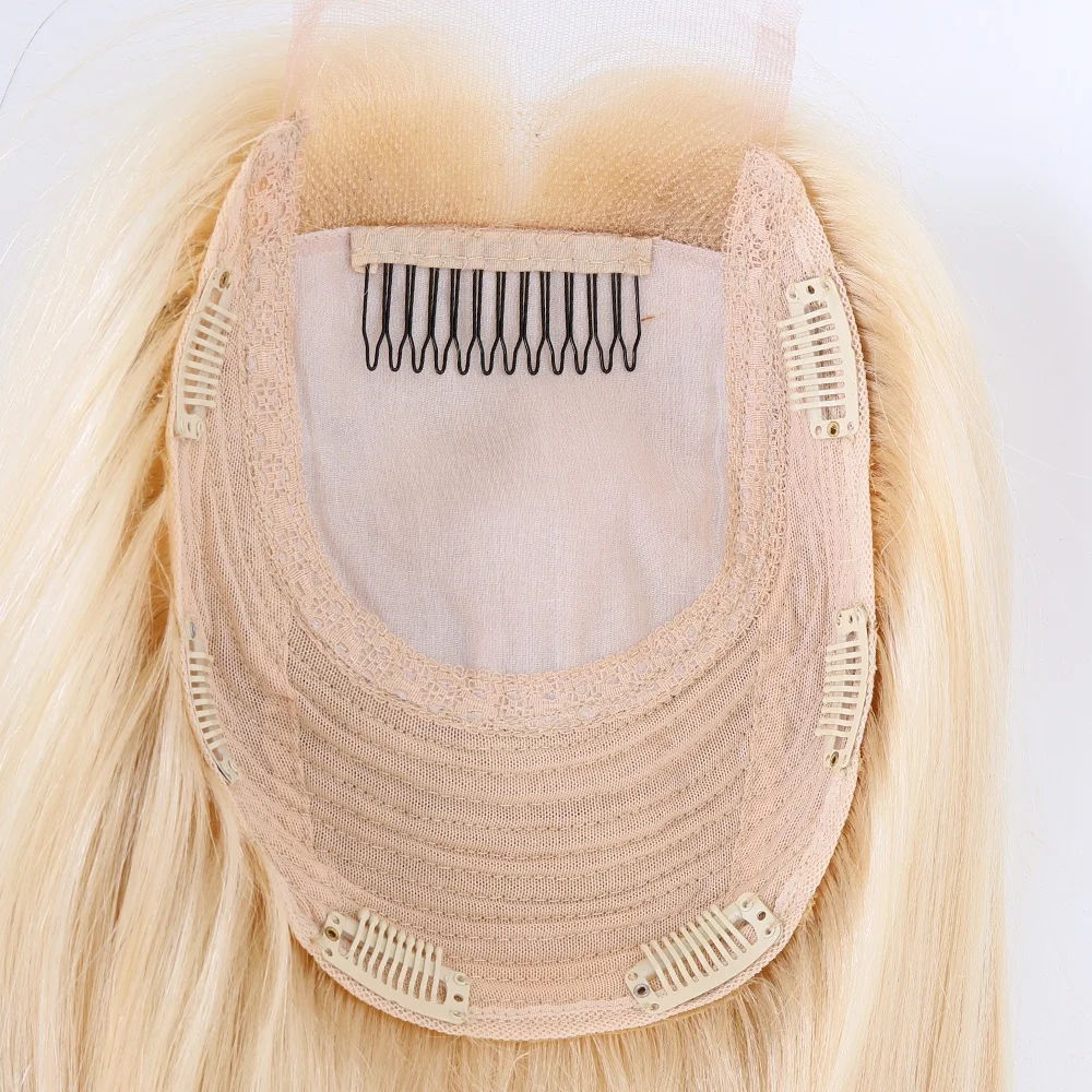 

Marilyn European Remy Human Hair Toupee For Women Top Hair Piece 613 Blonde Silk Base Wefed Lace Frontal Crown Hair Topper