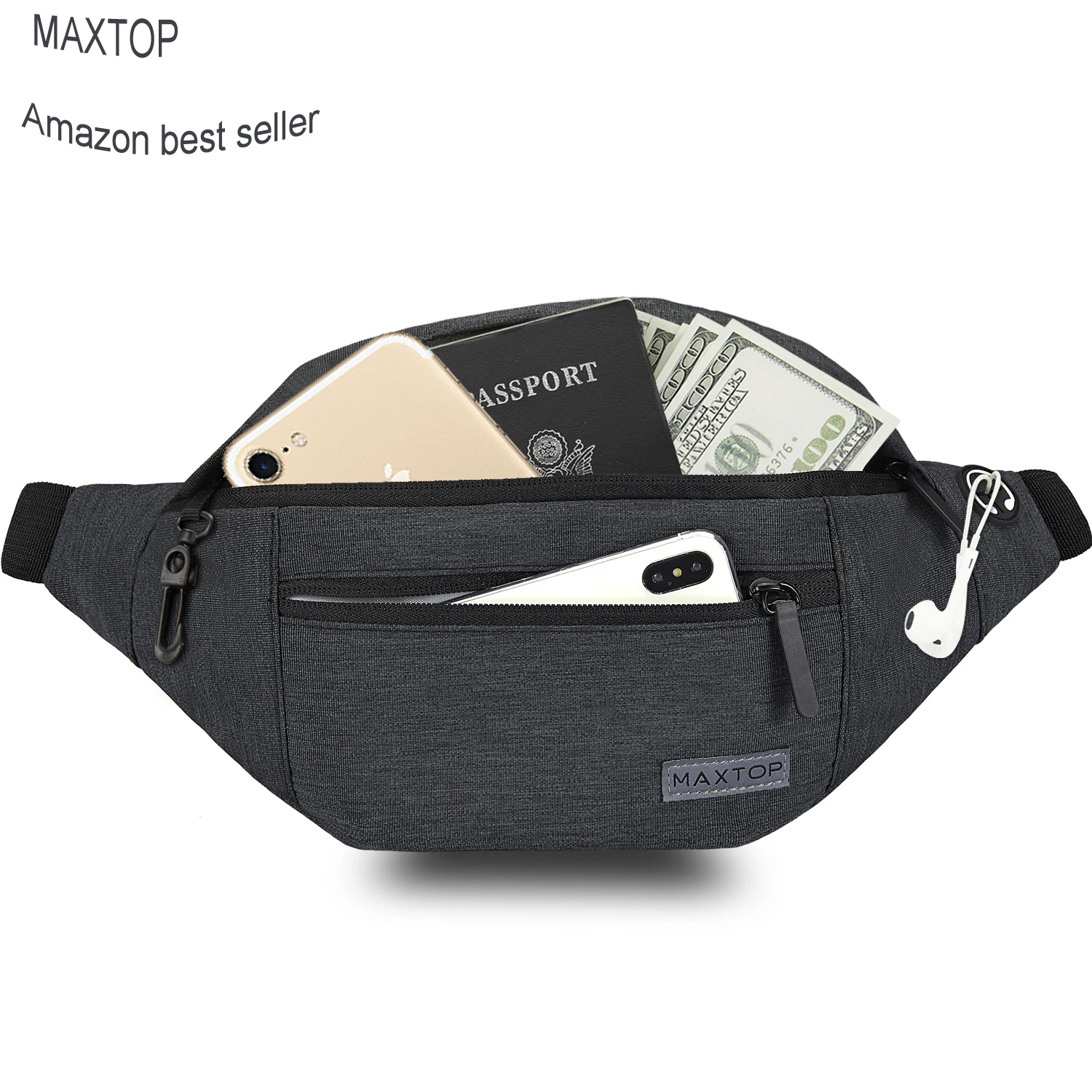 

MAXTOP Wholesale Waterproof Running Bum Bag Durable Adjustable Belt Sports Canvas Men Lightweight Travel Fanny Pack Waist Bag, Colors