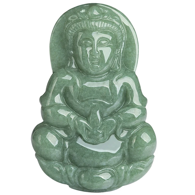 

Certified Grade A Natural Jade Bean Green Guanyin Buddha Pendant Ice Pendant Male Necklace Jade Pendant Myanmar Wholesale