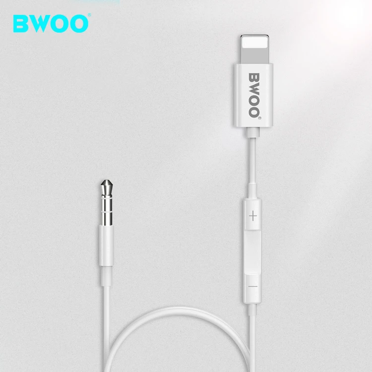 

BWOO new arrived 3.5mm male to 8 pin aux cable tpe material for iphone aux cable