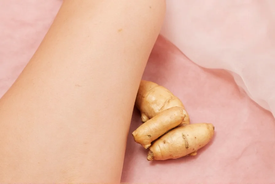 Ordentlich gereinigter Bio-Ingwer mit sichtbarer Schalenstruktur