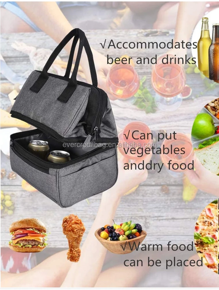 multi-compartment Lunch Bag  with double layer  for Picnic/Vacation/Camping