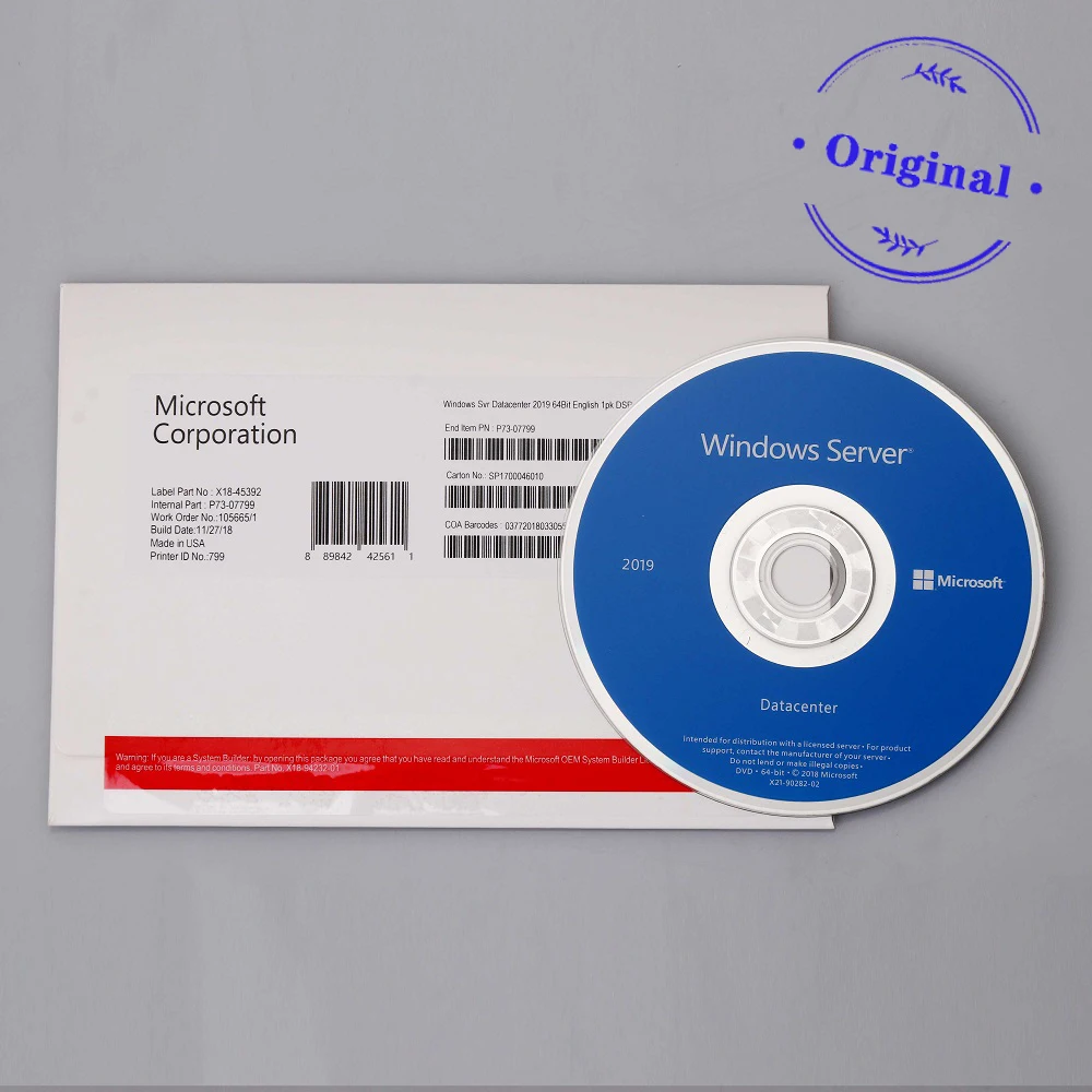 

Windows sever 2019 Standard key code license DVD retail windows server 2019 donwload software