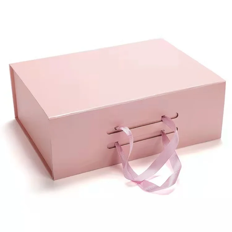 

White Pink Black Silver Wholesale Wigs Ribbon Hair Extension Folding Gift Packaging Paper Cardboard Packing Box