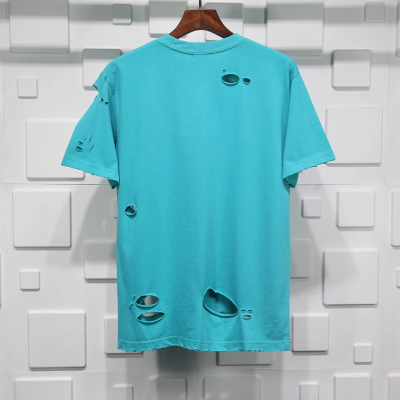 

Summer 2021 balanciaga new knife cut worn logo letter printed round neck Unisex short sleeve T-shirt