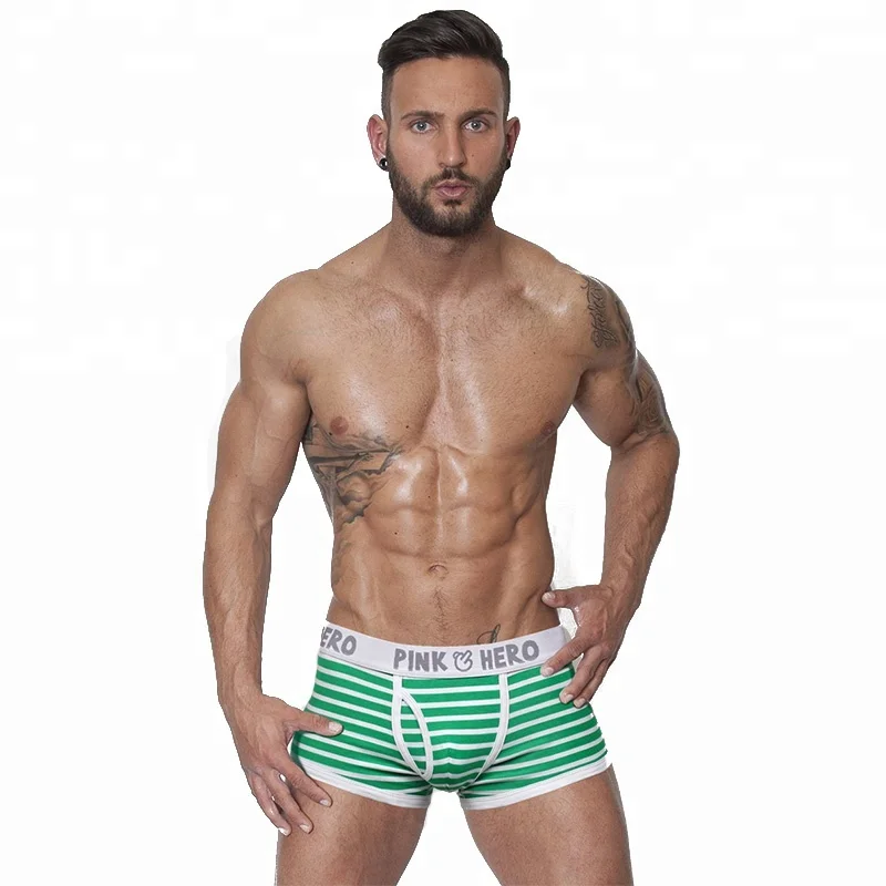 

Cotton Underwear Breathable Cotton Stripes Pouch Men's Boxer Brief Shorts Trunks, Blue,dark blue,green,purple,red