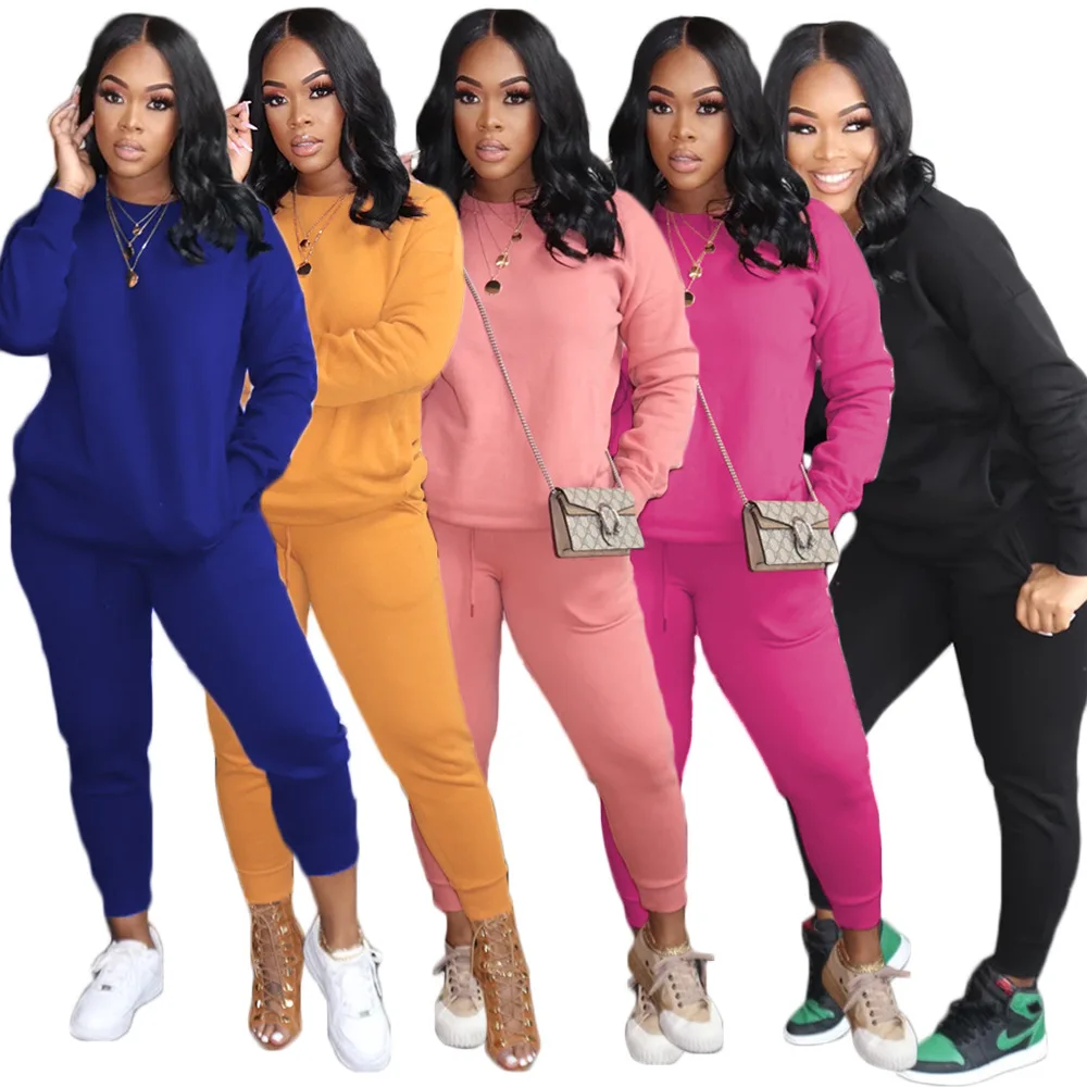 

Spring Casual Plain High Quality Women 2 Piece Track Suits Jogger Set Custom Logo Wholesale Sweat Suits For Women