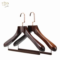 

Luxury Customized Wooden Clothes Coat Hanger For Suit With Velvet Locking Bar