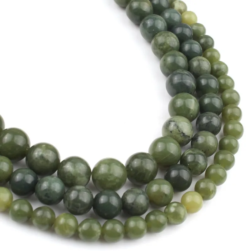 

Natural Stone Beads 6-12mm Green Canada Jades Stone Round Loose Beads For Jewelry Making