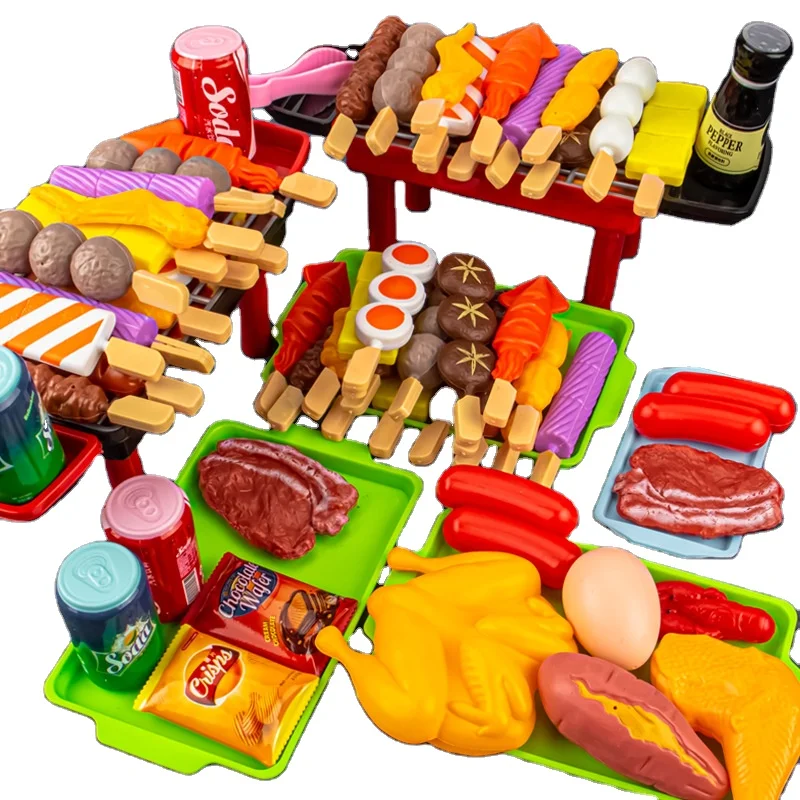 

2023 New pretend barbecue toy simulation toy washable with various design made of plastic kitchen toy for children