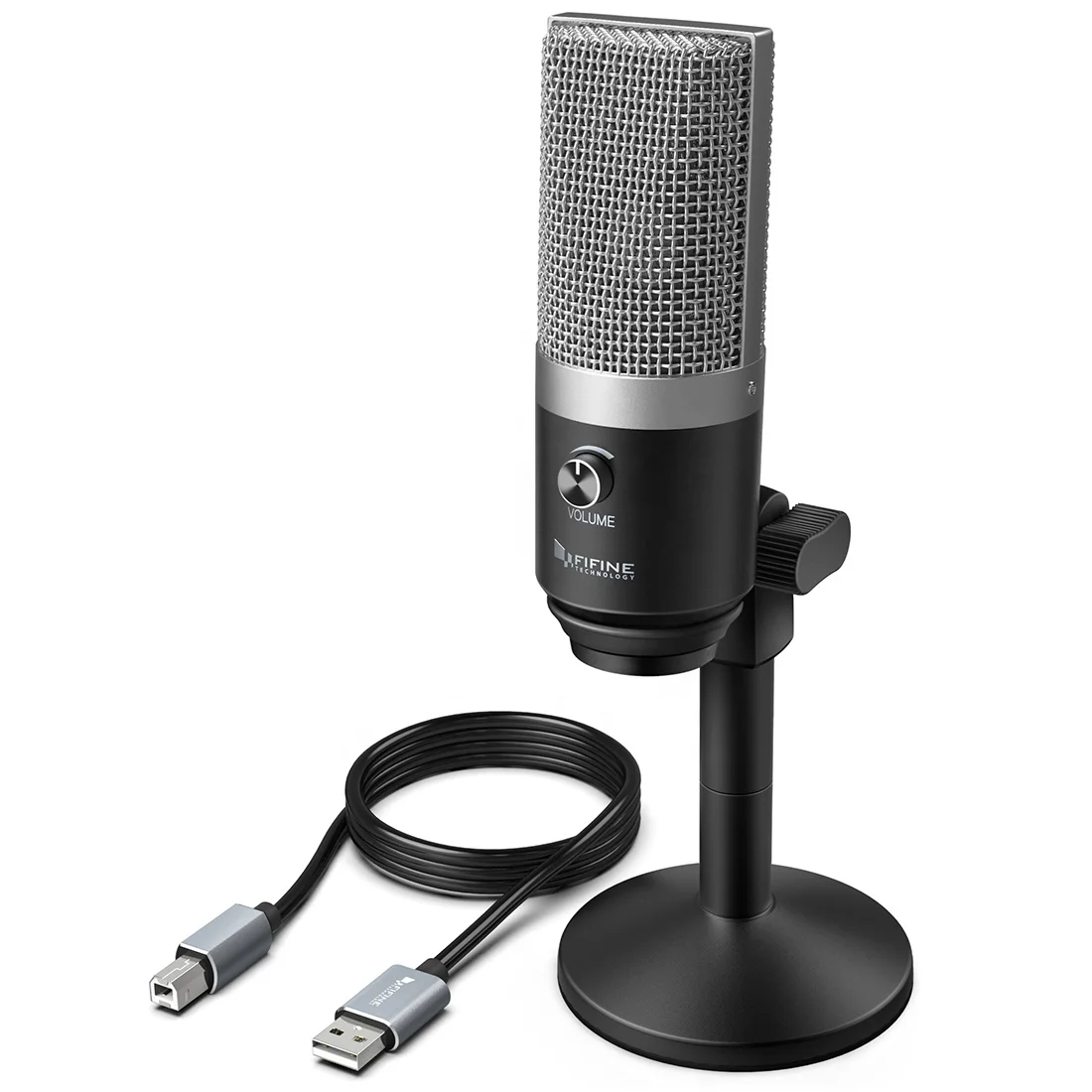 

Fifine K670 Live Broadcasting Recording USB Desktop Professional Microphone With Desktop Stand, Black