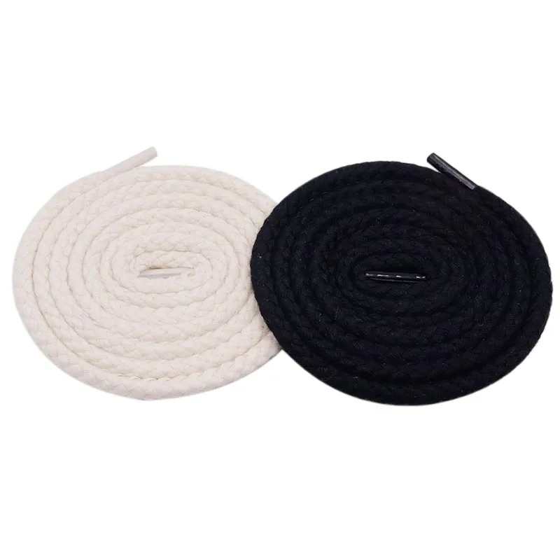 

Weiou drawcord company thicker braid type round cotton black beige shoelaces stings for garment and shoes, Customized