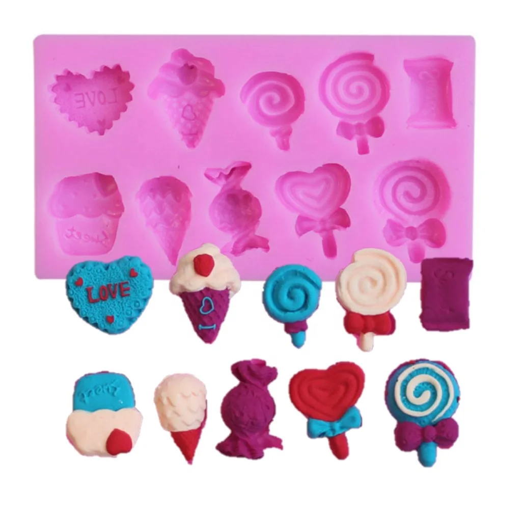 

Candy ice cream love lovely girl Fondant Chocolate Cake mold baking supplies cake decorating silicone moulds, White