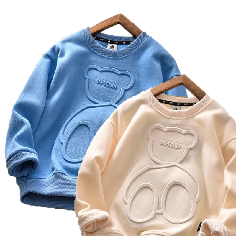 

Custom Embossed Hoodie Children's Pullover Sweatshirt with Round Neck Hoodies & Sweatshirts 3 D Customize LOGO Printing